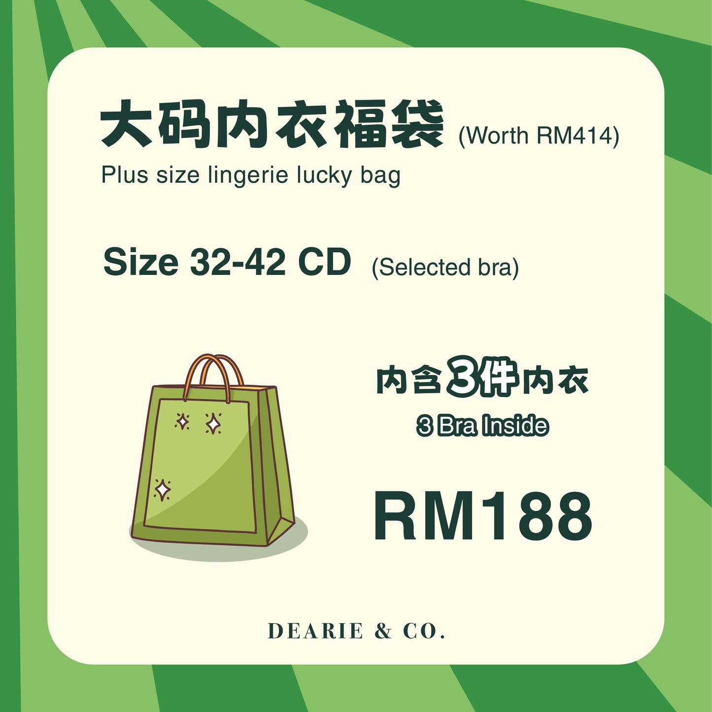 Dearie & Co Lucky Bag （3 bras in 1 bag)