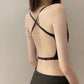 Cross Back wearing Dearie & Co Mona Lower Back Bra