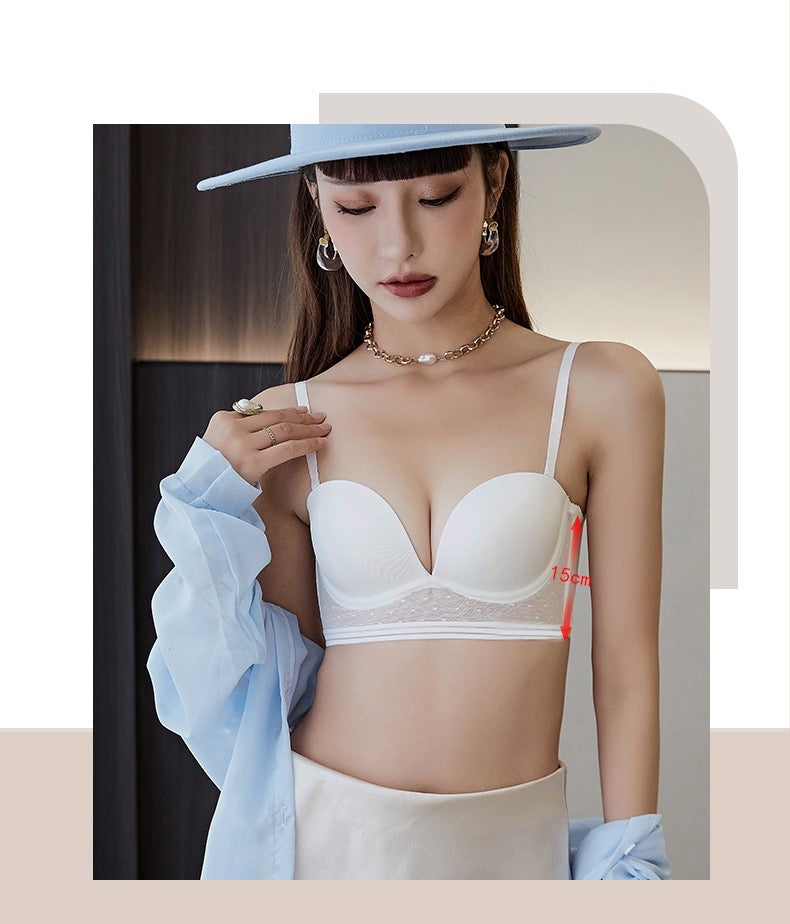 Model Close up Dearie & Co Push Up Lower Back Bra