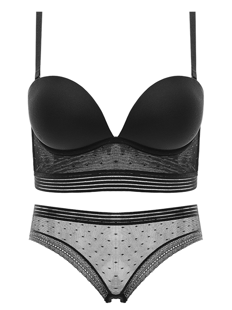 Black Colour Dearie & Co Push Up Lower Back Bra